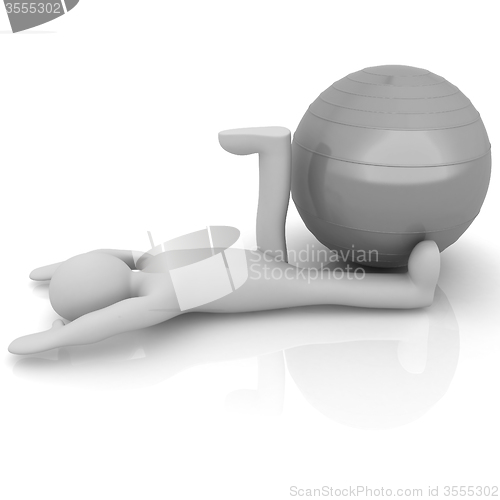 Image of 3d man exercising position on fitness ball. My biggest pilates s