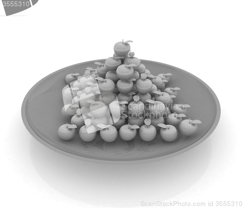 Image of apples in a plate on white