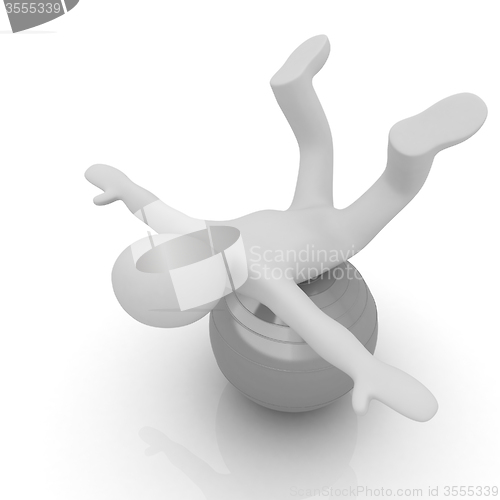 Image of 3d man exercising position on fitness ball. My biggest pilates s