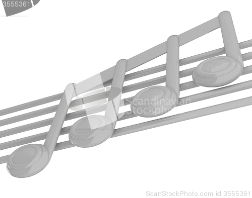 Image of 3D music note on staves