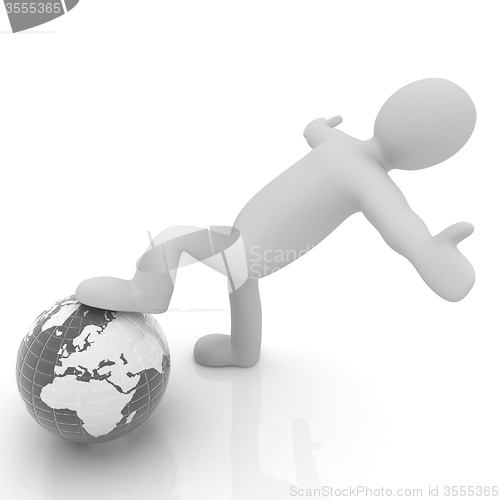 Image of 3d man and earth. Global business concept: the whole earth at my