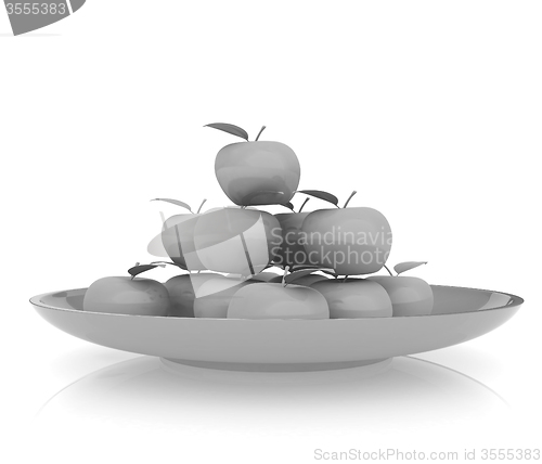 Image of apples in a plate on white