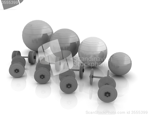 Image of Fitness ball and dumbell