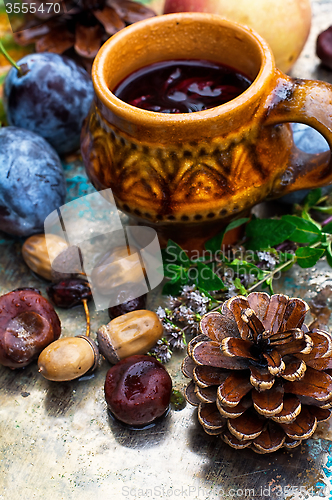 Image of Autumn still life with tea.