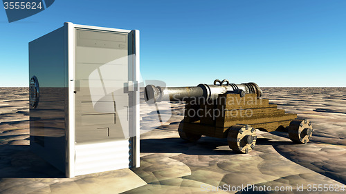 Image of PC computer and the canon