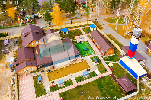 Image of Spa sanatorium with geothermal water pool. Tyumen