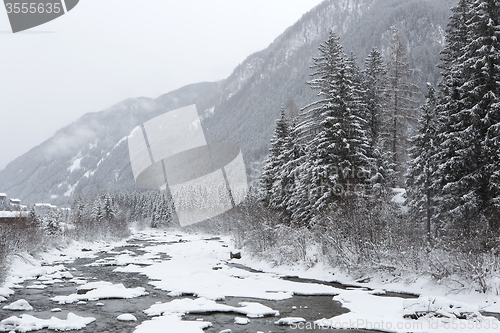 Image of Winter landscape with foggy weather