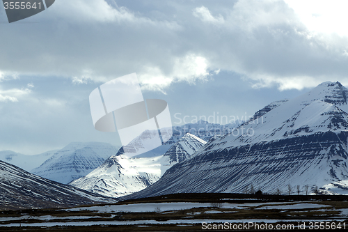 Image of Snowy volcano mountain landscape in Iceland