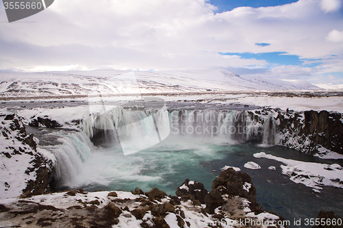 Image of Waterfall Godafoss in wintertime, Iceland