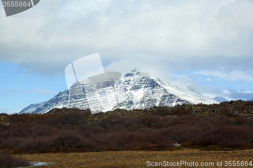 Image of Snowy volcanic landscape on the Snaefellsnes peninsula