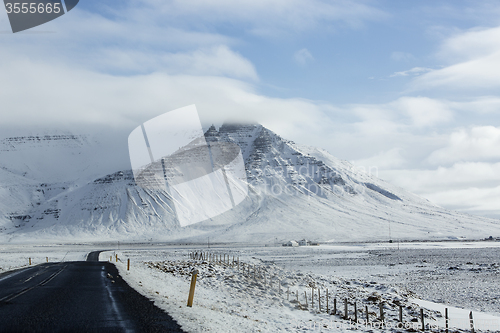 Image of Snowy road in wintertime