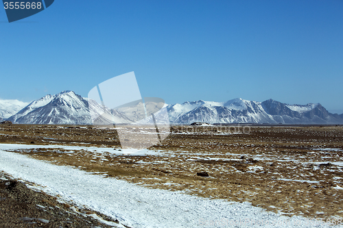 Image of Snowy mountain landscape, East Iceland