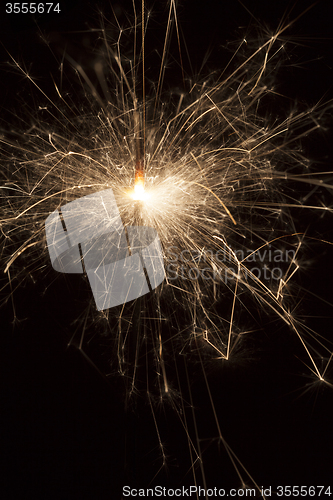 Image of Burning sparkler on black background