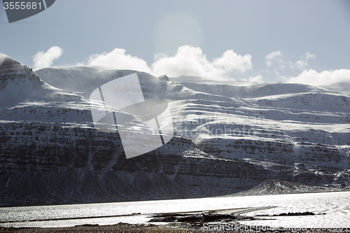 Image of Snow-covered volcanic mountain landscape