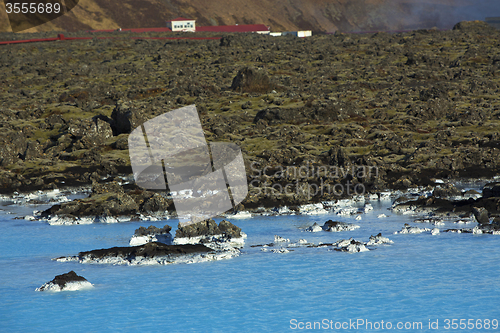 Image of Milky white and blue water of the geothermal bath Blue Lagoon in