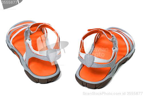Image of Summer sandals on white background