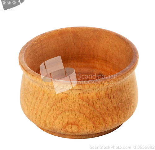 Image of Wooden bowl on white background