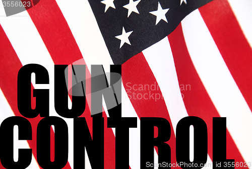 Image of American flag with gun control words