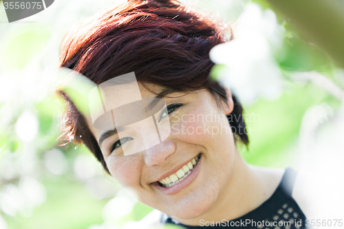 Image of Smiling Brunette Woman