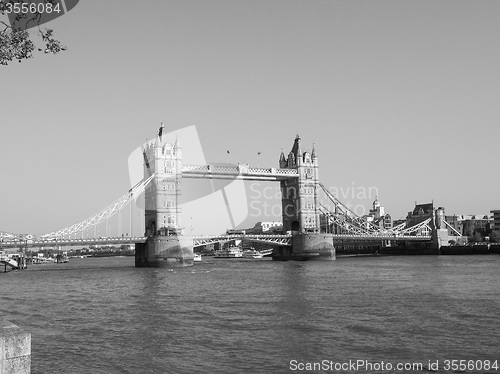 Image of Black and white Tower Bridge in London