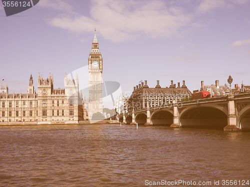 Image of Retro looking Houses of Parliament in London