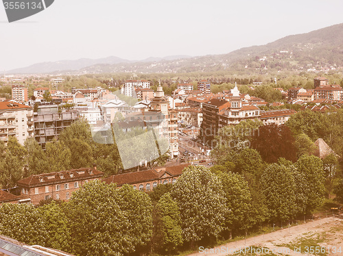 Image of Retro looking Aerial view of Turin