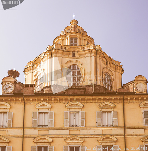 Image of Retro looking San Lorenzo church Turin