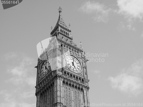 Image of Black and white Big Ben in London