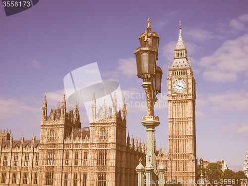 Image of Retro looking Houses of Parliament in London