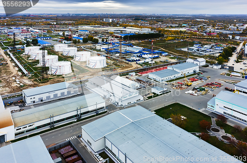 Image of Aerial view on oil pumping station. Tyumen. Russia