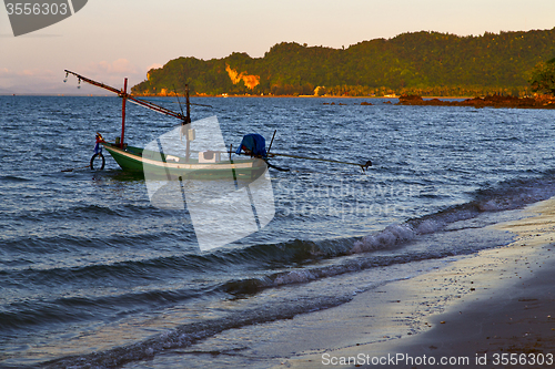 Image of sunrise asia in the  lomprayah bay white  beach    rocks  china 