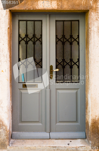 Image of double-wing front door gray