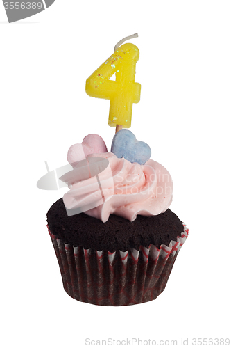 Image of Mini cupcake with number four candle