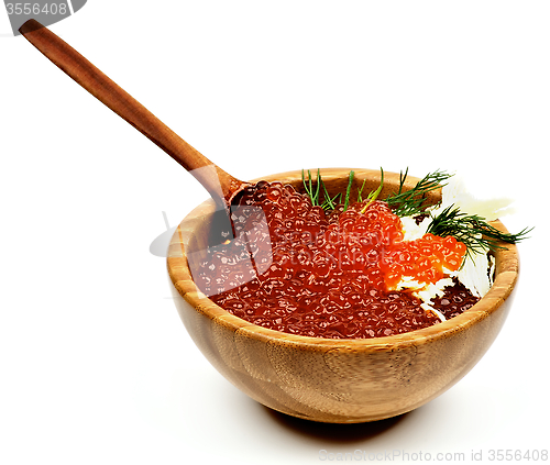 Image of Red Caviar in Wood Bowl