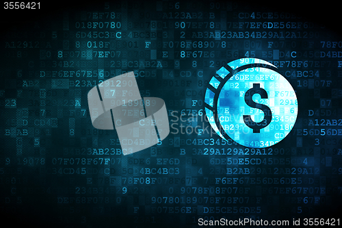 Image of Banking concept: Dollar Coin on digital background