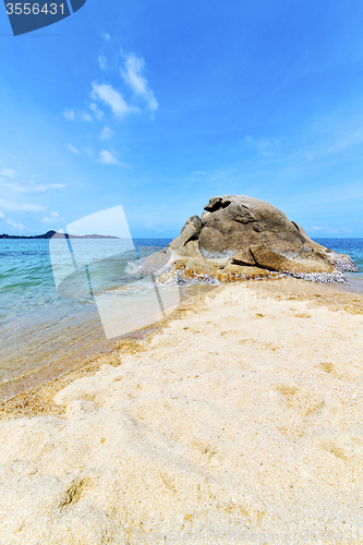 Image of asia   white  beach    rocks  south china sea kho samui  