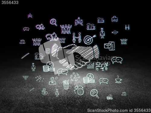 Image of Finance concept: Handshake in grunge dark room