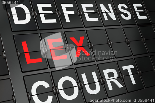 Image of Law concept: Lex on airport board background