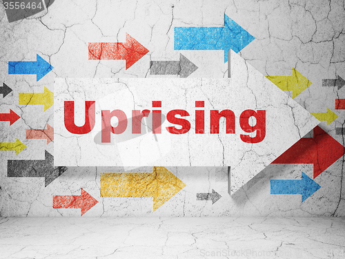 Image of Politics concept: arrow with Uprising on grunge wall background