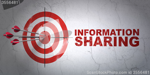 Image of Information concept: target and Information Sharing on wall background
