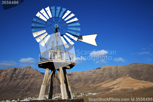 Image of africa windmills and the sky in  isle of lanzarote 