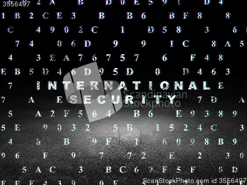 Image of Protection concept: International Security in grunge dark room