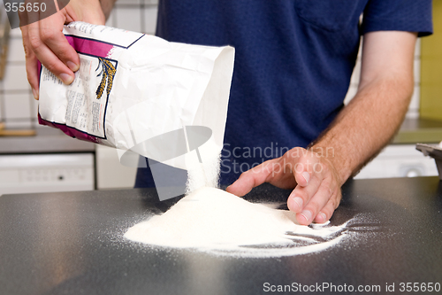 Image of Making Pasta - Pouring Flour