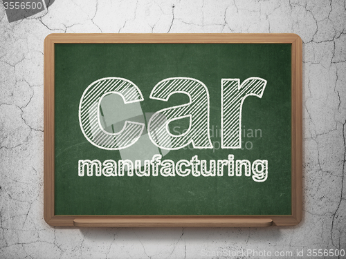 Image of Manufacuring concept: Car Manufacturing on chalkboard background