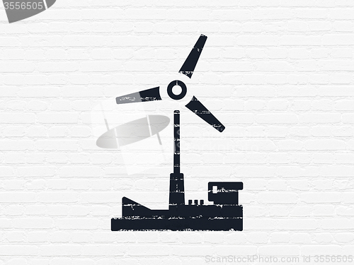 Image of Manufacuring concept: Windmill on wall background