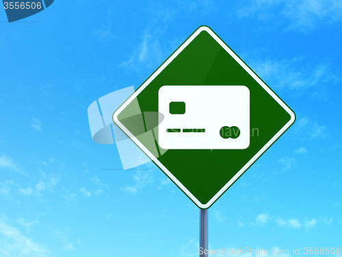 Image of Business concept: Credit Card on road sign background