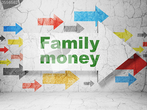 Image of Banking concept: arrow with Family Money on grunge wall background