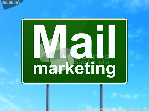 Image of Marketing concept: Mail Marketing on road sign background