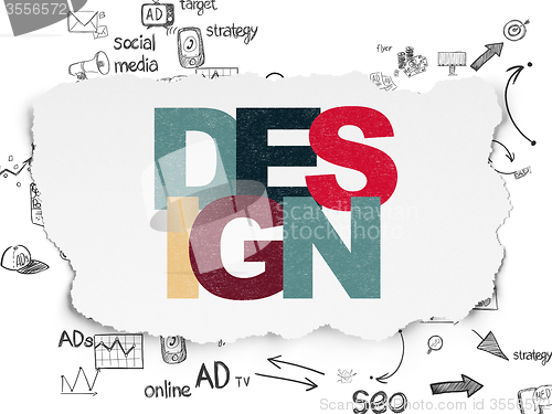 Image of Advertising concept: Design on Torn Paper background