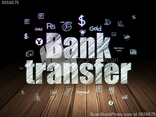 Image of Currency concept: Bank Transfer in grunge dark room